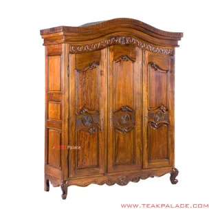 Lemari Pakaian Kayu Jati Ukir 3 Pintu Seri Yogyakarta