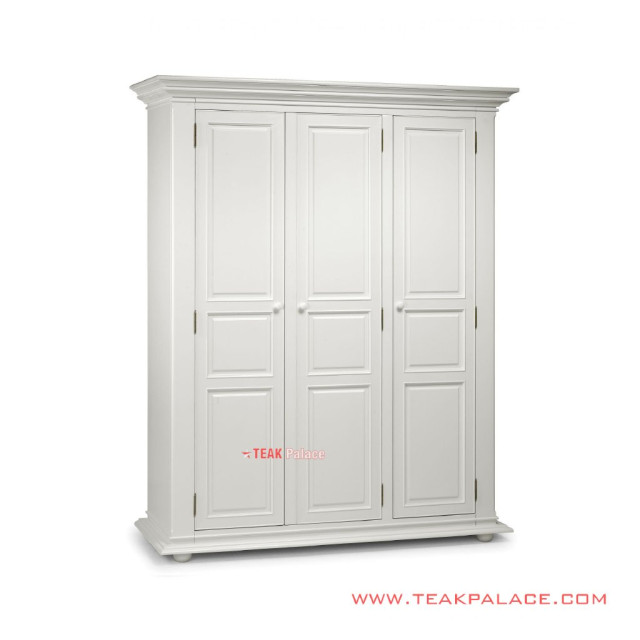Lemari jati 3 Pintu Warna Putih Mewah Seri Robinson Lemari jati 3 Pintu Warna Putih Mewah Seri Robinson