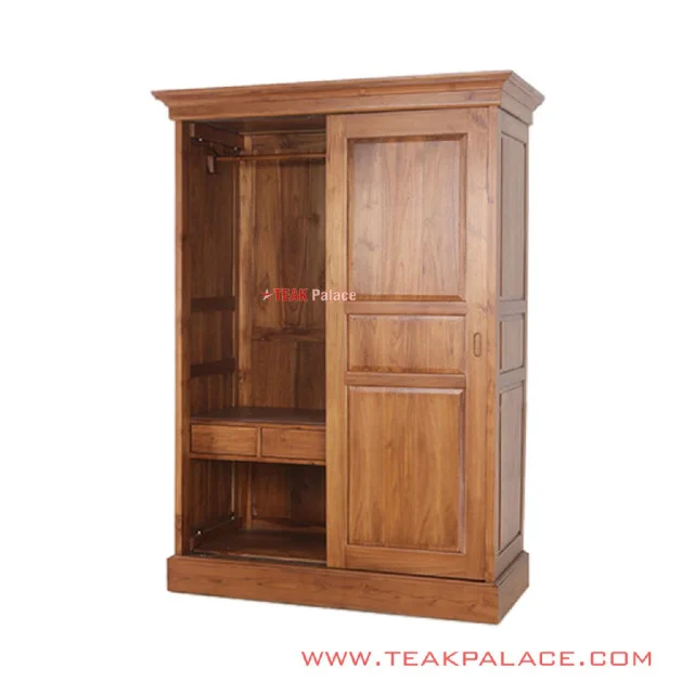 Lemari Kayu Jati 2 Pintu Sliding Minimalis Seri Robinson