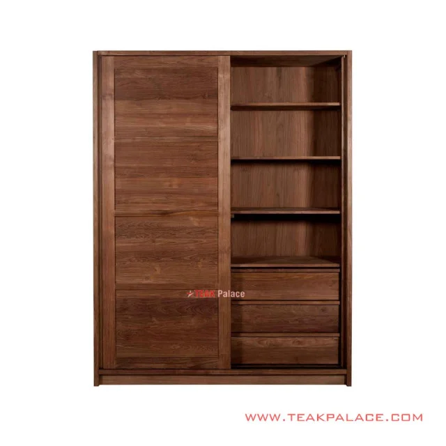Lemari Pakaian Sliding Jati Natural Seri Surabaya
