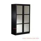 Lemari Pakaian 2 pintu Hitam Cermin Seri Bekasi