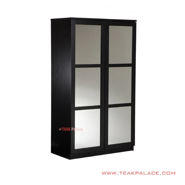 Lemari Pakaian 2 pintu Hitam Cermin Seri Bekasi