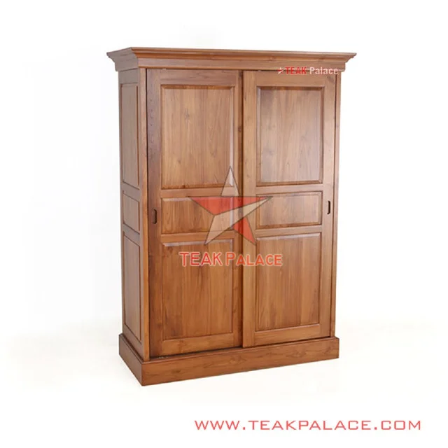 Lemari Kayu Jati 2 Pintu Sliding Minimalis Seri Robinson