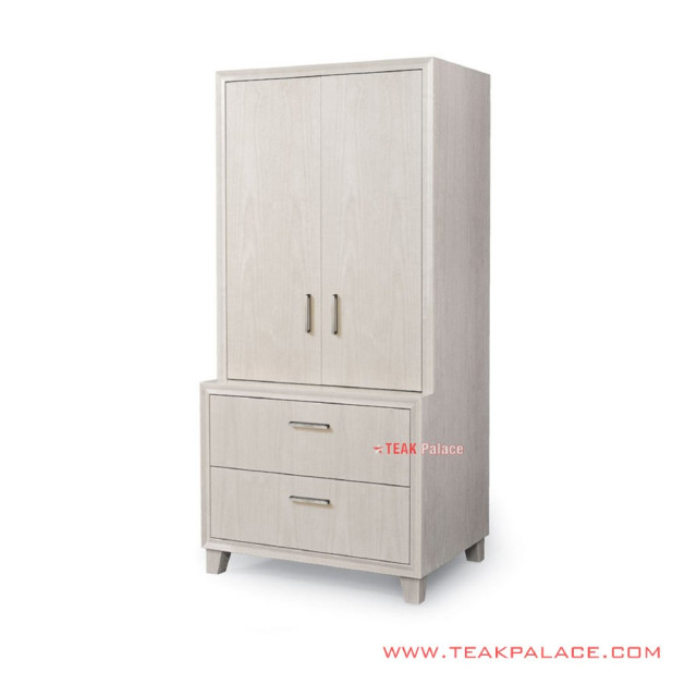 Lemari Pakaian putih Kayu Jati 2 Pintu 2 Laci Seri Santi