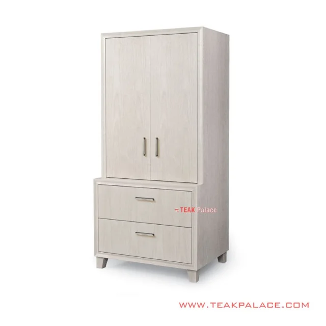 Lemari Pakaian putih Kayu Jati 2 Pintu 2 Laci Seri Santi