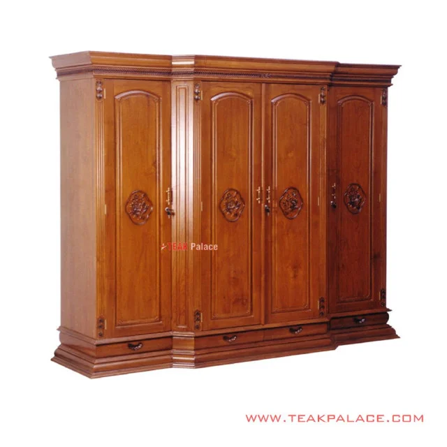 Lemari Pakaian 4 pintu Kayu Jati Ukir Pekalongan