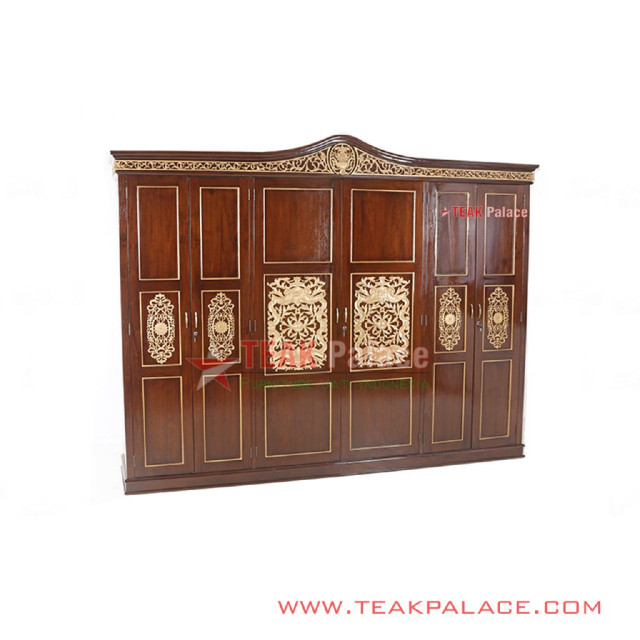 Lemari Pakaian Jati Ukir Emas 6 Pintu Padang Lemari Pakaian Jati Ukir Emas 6 Pintu Padang