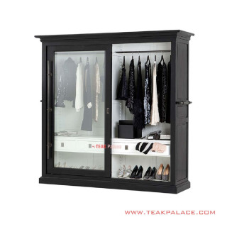 Lemari Kaca Baju Gantung 2 Pintu Sliding Putih Hitam Robinson Lemari Kaca Baju Gantung 2 Pintu Sliding Putih Hitam Robinson