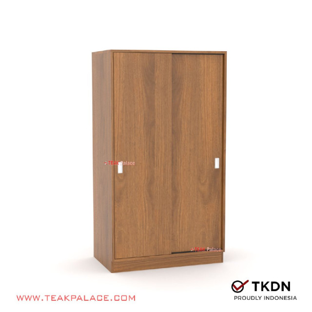 Lemari Baju Anak Minimalis 2 Pintu Sliding Kayu Jati Seri Boka Laci