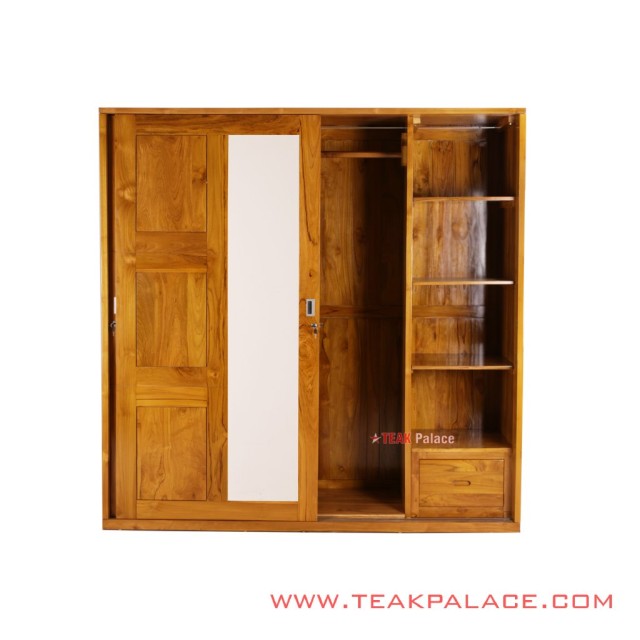 Lemari Pakaian 2 Pintu Sliding Golden Teak Seri Gilang Lemari Pakaian 2 Pintu Sliding Golden Teak Seri Gilang